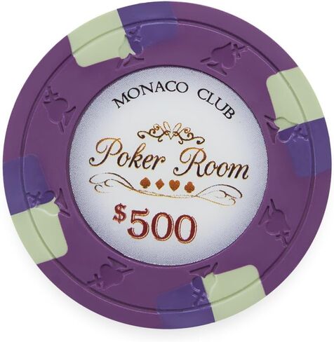 Playzaic 13.5 جرام Monaco Club Premium Poker Chips (50 حزمة) مجموعة مركبة من الطين الثقيل - رقائق كازينو كبيرة مع فئات تكساس هولدم، بلاك جاك - ملحقات ألعاب الرهان (0.50 دولار برتقالي) in Kuwait