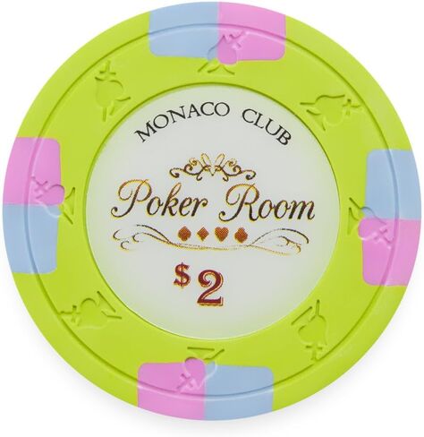 Playzaic 13.5 جرام Monaco Club Premium Poker Chips (50 حزمة) مجموعة مركبة من الطين الثقيل - رقائق كازينو كبيرة مع فئات تكساس هولدم، بلاك جاك - ملحقات ألعاب الرهان (0.50 دولار برتقالي) in Kuwait