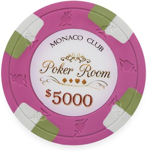 Playzaic 13.5 جرام Monaco Club Premium Poker Chips (50 حزمة) مجموعة مركبة من الطين الثقيل - رقائق كازينو كبيرة مع فئات تكساس هولدم، بلاك جاك - ملحقات ألعاب الرهان (0.50 دولار برتقالي) in Kuwait