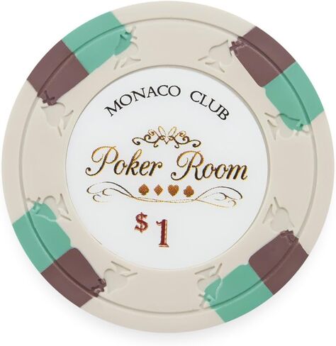 Playzaic 13.5 جرام Monaco Club Premium Poker Chips (50 حزمة) مجموعة مركبة من الطين الثقيل - رقائق كازينو كبيرة مع فئات تكساس هولدم، بلاك جاك - ملحقات ألعاب الرهان (0.50 دولار برتقالي) in Kuwait
