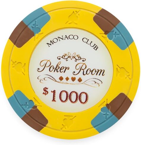 Playzaic 13.5 جرام Monaco Club Premium Poker Chips (50 حزمة) مجموعة مركبة من الطين الثقيل - رقائق كازينو كبيرة مع فئات تكساس هولدم، بلاك جاك - ملحقات ألعاب الرهان (0.50 دولار برتقالي) in Kuwait