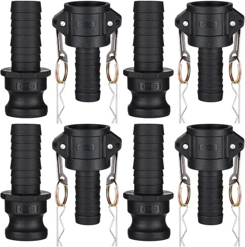 Pangda 4 مجموعات / 8 قطع تركيبات Camlock 1 بوصة من النوع C & E مجموعة أدوات تركيب خرطوم وأخدود من البولي بروبيلين مع وصلات Camlock أنثى وذكر 1 بوصة × 1 بوصة خرطوم عرقوب وكاميرا وأنبوب in Saudi Arabia