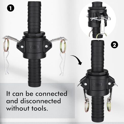 Pangda 4 مجموعات / 8 قطع تركيبات Camlock 1 بوصة من النوع C & E مجموعة أدوات تركيب خرطوم وأخدود من البولي بروبيلين مع وصلات Camlock أنثى وذكر 1 بوصة × 1 بوصة خرطوم عرقوب وكاميرا وأنبوب in Saudi Arabia