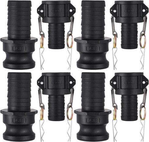 تركيبات Kathfly Camlock مقاس 1-1/2 بوصة بولي قياسي من النوع C & E من البولي بروبيلين ومجموعة تركيب خرطوم الأخدود مع Camlock أنثى وذكر 1-1/2 بوصة × كاميرا شانك خرطوم 1-1/2 بوصة ووصلة أخدود (مجموعتان/ 8 قطع) in Kuwait