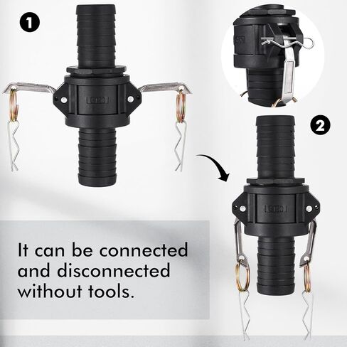 تركيبات Kathfly Camlock مقاس 1-1/2 بوصة بولي قياسي من النوع C & E من البولي بروبيلين ومجموعة تركيب خرطوم الأخدود مع Camlock أنثى وذكر 1-1/2 بوصة × كاميرا شانك خرطوم 1-1/2 بوصة ووصلة أخدود (مجموعتان/ 8 قطع) in Kuwait