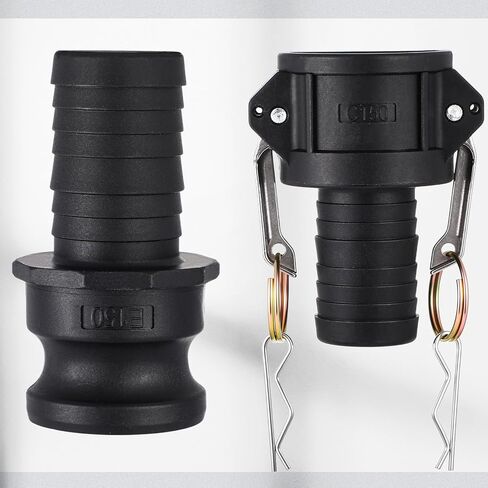 تركيبات Kathfly Camlock مقاس 1-1/2 بوصة بولي قياسي من النوع C & E من البولي بروبيلين ومجموعة تركيب خرطوم الأخدود مع Camlock أنثى وذكر 1-1/2 بوصة × كاميرا شانك خرطوم 1-1/2 بوصة ووصلة أخدود (مجموعتان/ 8 قطع) in Kuwait