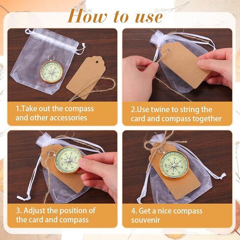 TaoBary 60 Pcs Compasses Bulk Glow in The Dark Wedding Favors Set Mini Compass Nautical Party Souvenir with Kraft Tags and Organza Bag for Guests Birthday Travel Gift Christmas Ornaments in Saudi Arabia