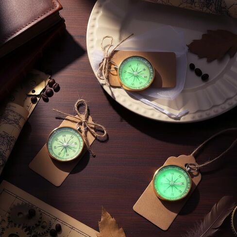 TaoBary 60 Pcs Compasses Bulk Glow in The Dark Wedding Favors Set Mini Compass Nautical Party Souvenir with Kraft Tags and Organza Bag for Guests Birthday Travel Gift Christmas Ornaments in Saudi Arabia