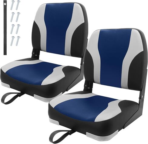 Low Back Boat Seat, Folding Boat Seat 2 pack, Portable Fishing Boating Seat, Foldable Boat Chairs, Waterproof, Boat Cabin Seating, Screw Included (Black/Red) in Saudi Arabia