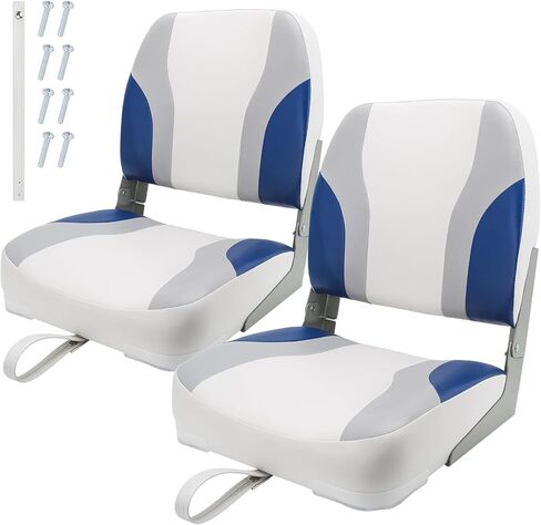 Low Back Boat Seat, Folding Boat Seat 2 pack, Portable Fishing Boating Seat, Foldable Boat Chairs, Waterproof, Boat Cabin Seating, Screw Included (Black/Red) in Saudi Arabia