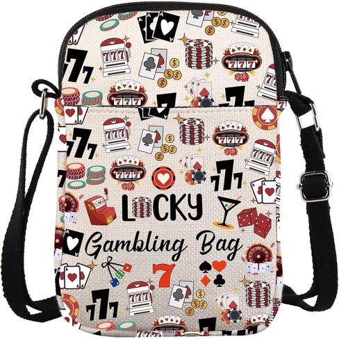 ZJXHPO Casino Lover Gift Lucky Gambling Bag Cash Cross Body Bag For Gambler Poker Player Messenger Bag Gambling Lover Gift in Kuwait