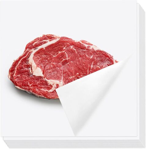 Zooyinfy 150 قطعة من ورق الجزار الأبيض للتسامي، 12 × 12 بوصة، أوراق الجزار للاستعمال مرة واحدة، ورقة لحم مربعة، بدون شمع لتغليف المدخن، مشروع فني بالضغط الحراري للحوم in Kuwait