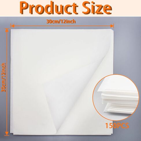 Zooyinfy 150 قطعة من ورق الجزار الأبيض للتسامي، 12 × 12 بوصة، أوراق الجزار للاستعمال مرة واحدة، ورقة لحم مربعة، بدون شمع لتغليف المدخن، مشروع فني بالضغط الحراري للحوم in Kuwait