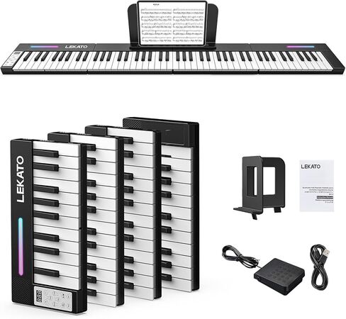 LEKATO Portable Piano Keyboard, 4 pcs Magnetic Electric Piano with Up to 88 Keys, 128 Tones, 128 Rhythm, 21 Demo, Split, Dual Tone, Record, Bluetooth MIDI, Headphone Jack, for Beginners Home Travel in Saudi Arabia