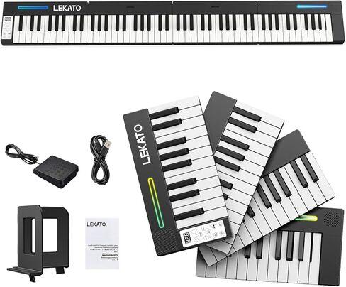 LEKATO Portable Piano Keyboard, 4 pcs Magnetic Electric Piano with Up to 88 Keys, 128 Tones, 128 Rhythm, 21 Demo, Split, Dual Tone, Record, Bluetooth MIDI, Headphone Jack, for Beginners Home Travel in Saudi Arabia