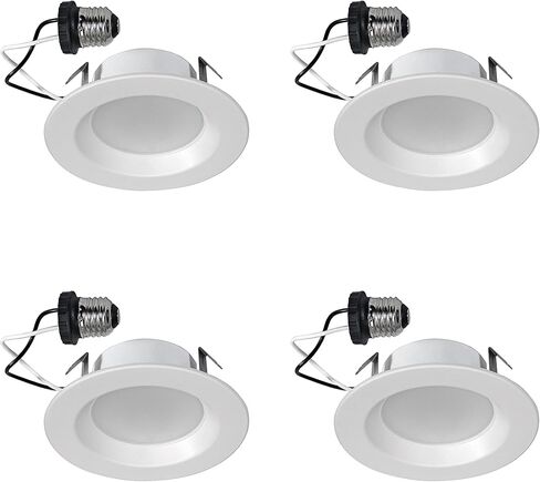 Sylvania 4" LED RT4 Recessed Downlight Kit, 50W Replacement, Efficient 9W, E26 Medium Base, White, 1 Count (Pack of 1) in Saudi Arabia
