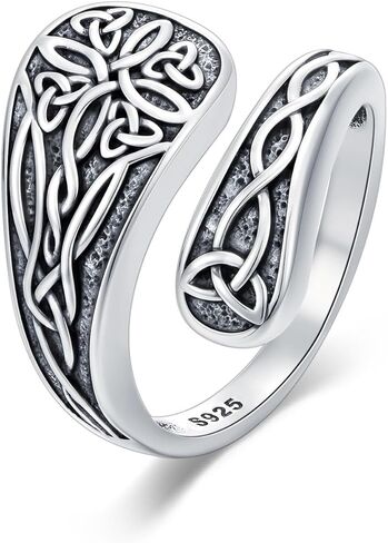 Witches Knot Spoon Rings for Women 925 Sterling Silver Vintage Celtic Knot Witch Rings Celtic Knot Adjustable Thumb Ring Gifts for Women in Saudi Arabia