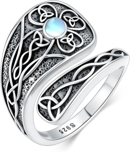 Witches Knot Spoon Rings for Women 925 Sterling Silver Vintage Celtic Knot Witch Rings Celtic Knot Adjustable Thumb Ring Gifts for Women in Saudi Arabia