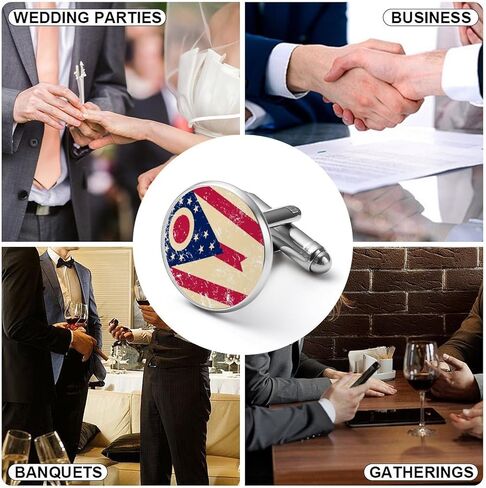 أزرار أكمام مضحكة لعلم ولاية أوهايو، أزرار أكمام للقميص، إكسسوارات مجوهرات الزفاف، هدية للرجال والنساء in Saudi Arabia