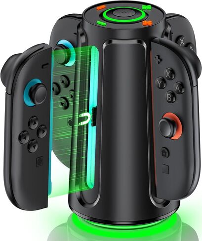 شحن قفص الاتهام لـ Nintendo Switch 2 Joy-Con-4 في 1 رصيف شحن مغناطيسي مع 7 آثار الإضاءة/مصابيح مؤشر الحالة/3H شحنة سريعة ، متوافقة مع الشاحن مع Switch 2 وحدات تحكم Joy-Con in Kuwait