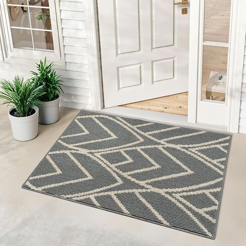 HDFK Door Mat, 30x17 Inch Gray Anti-Slip Entryway Rug for Muddy Paws - Washable Indoor Outdoor Floor Mats with TPR Backing, Mud Trapper for Pets & High Traffic Areas in Kuwait