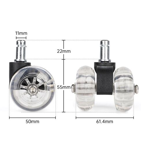 5PCS 2inches Office Chair Caster Wheels Swivel Rubber Soft Safe Rollers Transparent Furniture Wheel for Furniture in Saudi Arabia