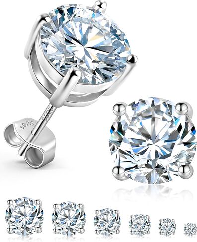 Jewelry Moissanite Stud Earrings For Women, 0.2-8CT Four-Prong S925 Sterling Silver Unisex Earring, (D Color VVS1 Clarity Moissanite) Hypoallergenic 14K White Gold/Gold Plated Earrings For Men Women Gift in Kuwait