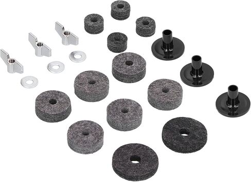 Cymbal Felt Set Clutch Bracket Tube Drum Accessory Premium Stainless Steel Wing Nut Fiber Felt for Drum Kits Black Silver 21Pcs in Saudi Arabia