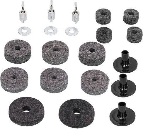 Cymbal Felt Set Clutch Bracket Tube Drum Accessory Premium Stainless Steel Wing Nut Fiber Felt for Drum Kits Black Silver 21Pcs in Saudi Arabia