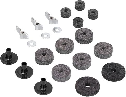 Cymbal Felt Set Clutch Bracket Tube Drum Accessory Premium Stainless Steel Wing Nut Fiber Felt for Drum Kits Black Silver 21Pcs in Saudi Arabia