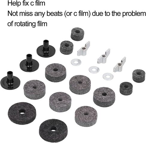 Cymbal Felt Set Clutch Bracket Tube Drum Accessory Premium Stainless Steel Wing Nut Fiber Felt for Drum Kits Black Silver 21Pcs in Saudi Arabia