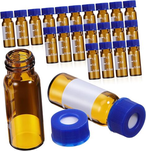 Cabilock 100 Pcs Glass Vials Mini Bottles with Lids Amber Bottles 1.5ml/2ml Graduated for Accurate Measurement in Saudi Arabia