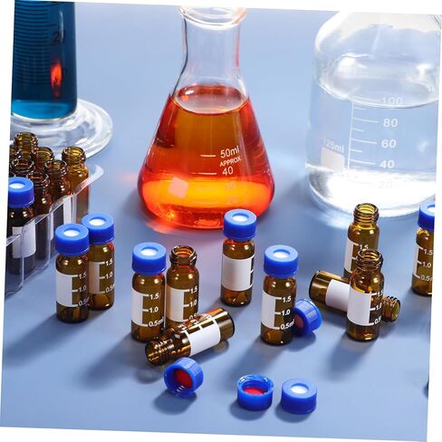 Cabilock 100 Pcs Glass Vials Mini Bottles with Lids Amber Bottles 1.5ml/2ml Graduated for Accurate Measurement in Saudi Arabia