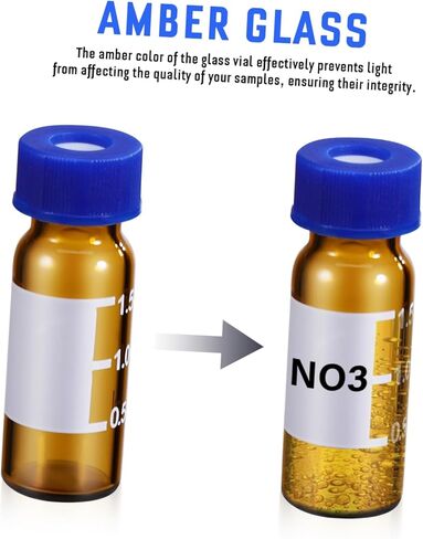 Cabilock 100 Pcs Glass Vials Mini Bottles with Lids Amber Bottles 1.5ml/2ml Graduated for Accurate Measurement in Saudi Arabia