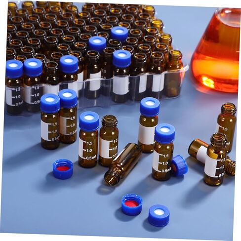 Cabilock 100 Pcs Glass Vials Mini Bottles with Lids Amber Bottles 1.5ml/2ml Graduated for Accurate Measurement in Saudi Arabia