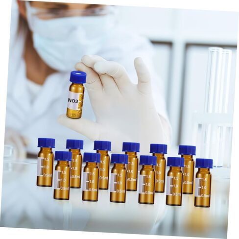 Cabilock 100 Pcs Glass Vials Mini Bottles with Lids Amber Bottles 1.5ml/2ml Graduated for Accurate Measurement in Saudi Arabia