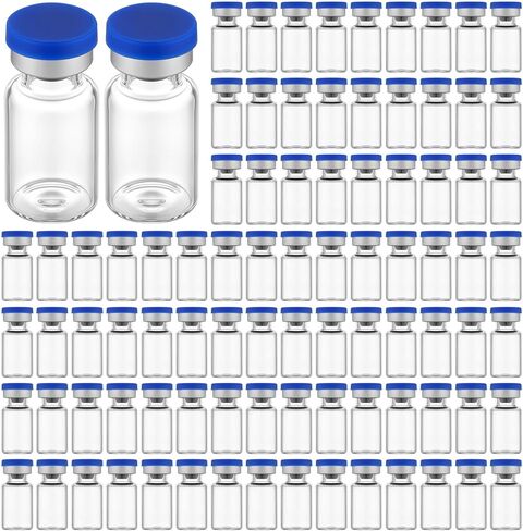 Threlaco 100 Pcs 2ml Sealed Sterile Empty Vials with Self Healing Injection Port Glass Penicillin Bottle Bulk Laboratory Liquid Sample Storage Vial with Caps Sterile Package in Saudi Arabia