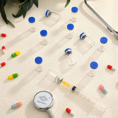 Threlaco 100 Pcs 2ml Sealed Sterile Empty Vials with Self Healing Injection Port Glass Penicillin Bottle Bulk Laboratory Liquid Sample Storage Vial with Caps Sterile Package in Saudi Arabia