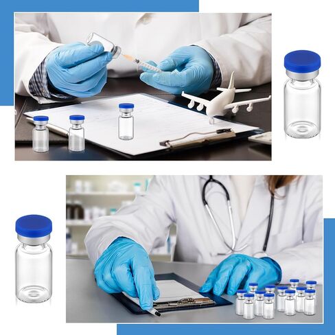 Threlaco 100 Pcs 2ml Sealed Sterile Empty Vials with Self Healing Injection Port Glass Penicillin Bottle Bulk Laboratory Liquid Sample Storage Vial with Caps Sterile Package in Saudi Arabia