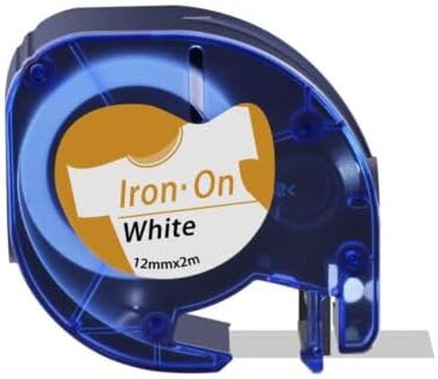 Compatible Dymo Iron-On Fabric Labels 18771, Iron on Labels for Clothing Tape Work with Dymo LT LT-100H LT-110T Printer, Black on White,1/2-Inch x 6.5-Foot Roll in Saudi Arabia