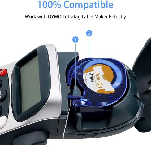 Compatible Dymo Iron-On Fabric Labels 18771, Iron on Labels for Clothing Tape Work with Dymo LT LT-100H LT-110T Printer, Black on White,1/2-Inch x 6.5-Foot Roll in Saudi Arabia