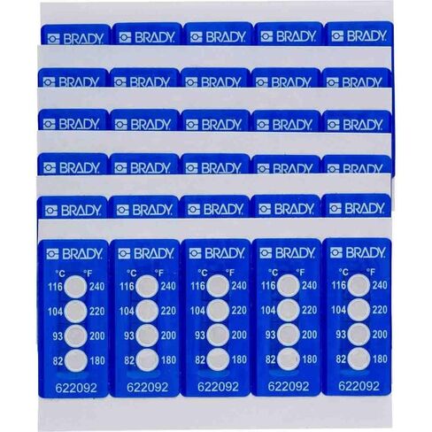 Brady TIL-4-82C/180F Temperature-Indicating Label, Polyester, 0.787" H x 0.787" W, White on Blue, 30/Pack (Pack of 30) in Saudi Arabia