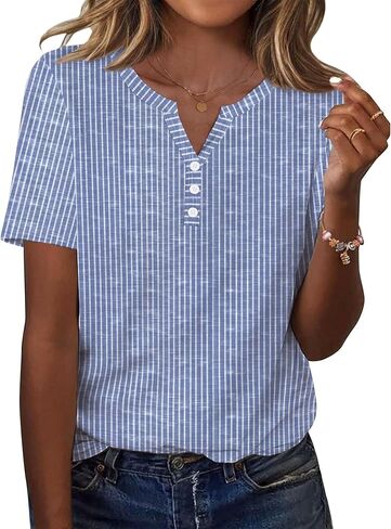 Zeagoo Womens Summer Tops عارضة قصيرة الأكمام ضد قمصان الرقبة الأعمال الأنيقة العمل in Saudi Arabia