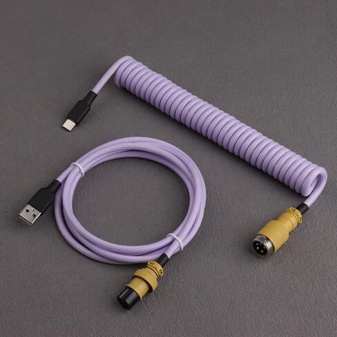 موصل طيار قابلة للفصل بأكمام مزدوجة كابل لفائف USB-C للوحات مفاتيح ميكانيكية مخصصة للألعاب (اللون: أسود khaki) in Saudi Arabia