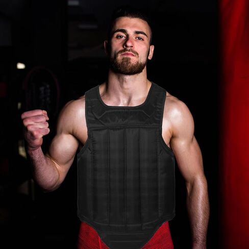 NULYLU ​​واقي الصدر للملاكمة، معدات واقية مريحة للصدر، مقاومة للصدمات، أسود للبالغين، متوسط ​​للتدريب على الفنون القتالية والرياضات القتالية in Kuwait