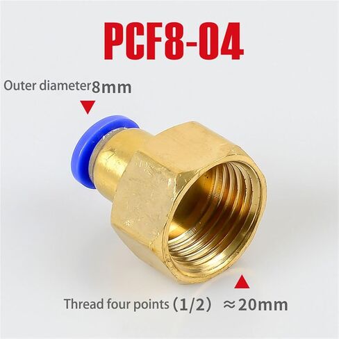 PCF تركيب أنابيب الهواء 4 6 8 10 12 مم خرطوم أنبوب 1/8 "3/8" 1/2 "خيط الأنابيب القياسي 1/4" أنثى الموضوع النحاس موصل هوائي تركيب سريع مشترك (PCF8-04) in Kuwait