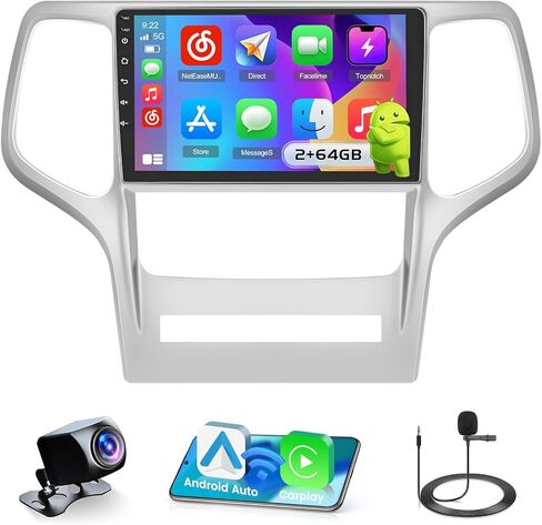 2+64g راديو لجيب جراند شيروكي 2010 2011 2012 2013 Android 13 Carplay Car Stereo 9 '' Touch Screen متوافق مع Android Auto AHD Camera Camera Link GPS FM RDS in Kuwait