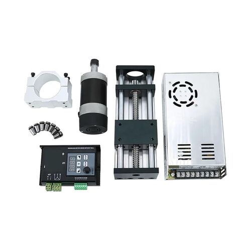 محرك المغزل 0.4 كيلو واط/0.5 كيلو واط تيار مستمر 400 واط/500 واط + حامل مشبك 52 مم + مصدر طاقة مع شريحة صغيرة SC12/SFU1204(500 واط، فعال 450 مم) in Kuwait