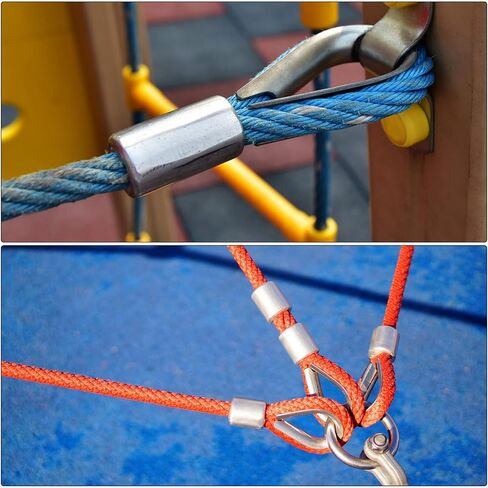 PATIKIL 7/32"/ 5.5mm Aluminum Crimping Loop Sleeves, 30Pcs Cable Crimp Ferrules Wire Rope Sleeves Loops for Rigging Railing, Silver Tone in Saudi Arabia