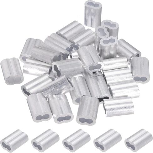 PATIKIL 7/32"/ 5.5mm Aluminum Crimping Loop Sleeves, 30Pcs Cable Crimp Ferrules Wire Rope Sleeves Loops for Rigging Railing, Silver Tone in Saudi Arabia